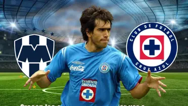 Chelito Delgado, con los escudos de Monterrey y Cruz Azul/FOTO La Máquina Celeste