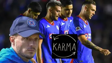 Equipo de Cruz Azul con Martín Anselmi y sello de karma/ Foto: EFutbol México
