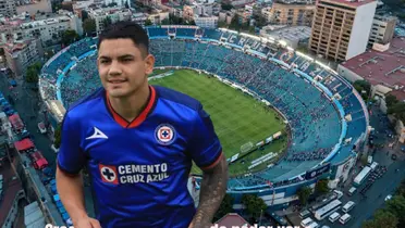 Gabriel Fernández en la portada de fondo el Estadio Azul/La Máquina Celeste