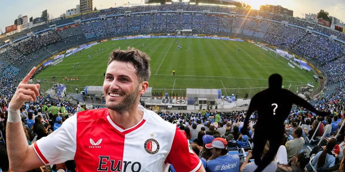 Santiago Giménez celebrando gol, con jugador oculto/FOTO La Máquina Celeste
