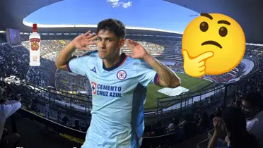 Uriel Antuna, de fondo el Estadio Azteca, emoji pensando