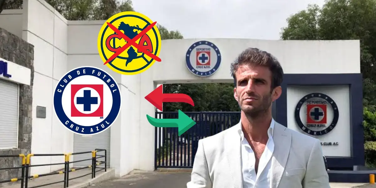Alonso con los escudos de América y Cruz Azul/FOTO: Récord