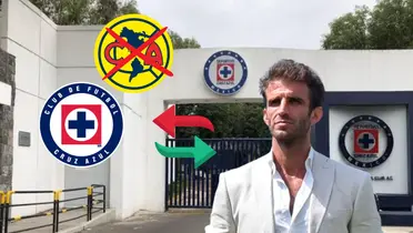 Alonso con los escudos de América y Cruz Azul/FOTO: Récord