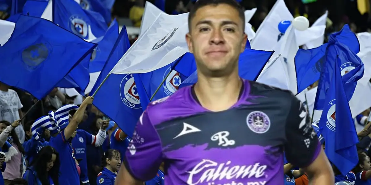 Andrés Montaño aún con jersey de Mazatlán, detrás afición de Cruz Azul/La Máquina Celeste