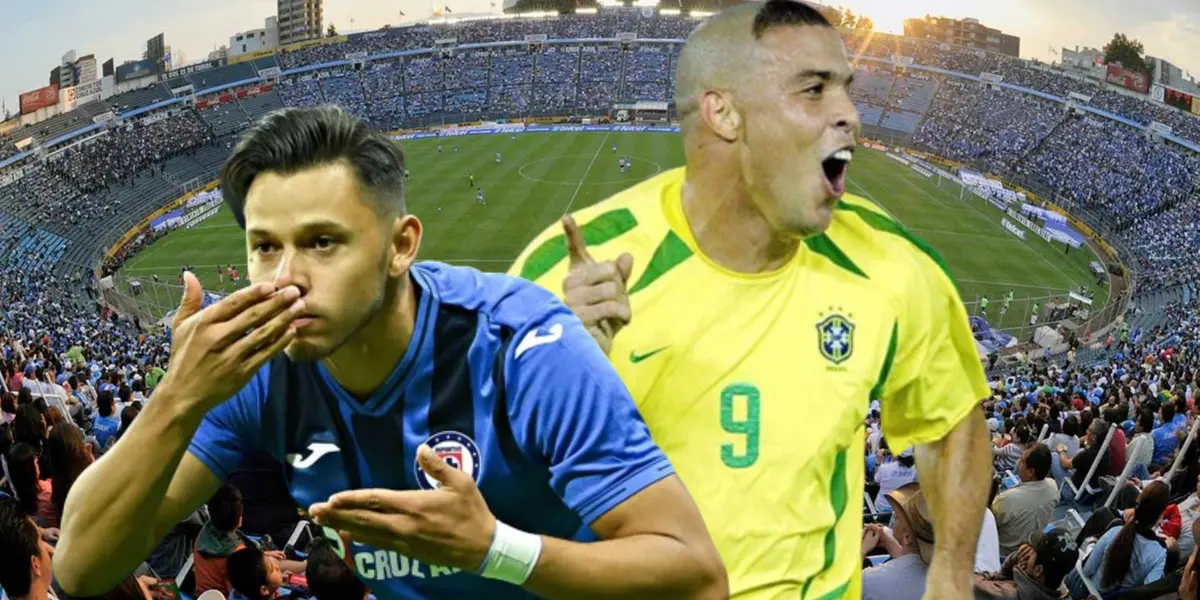 Ángel Romero y Ronaldo Nazario, de fondo el Estadio de los Deportes