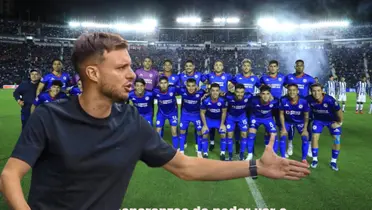 Anselmi con el equipo de Cruz Azul en fila/FOTO La Máquina Celeste