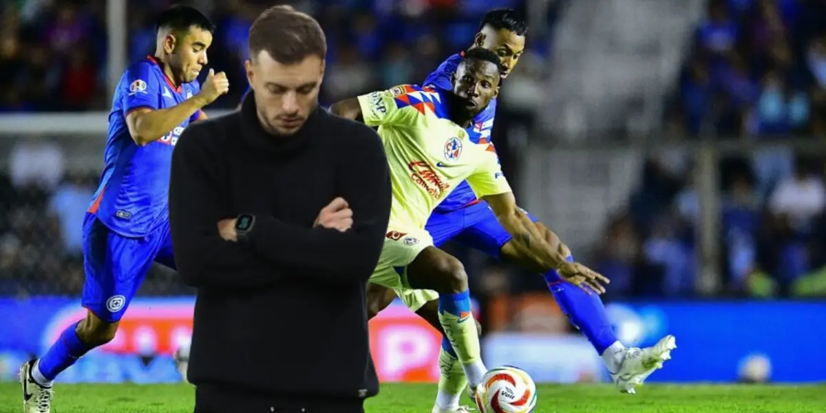 Anselmi de fondo, con el equipo de América enfrentando a Cruz Azul/La Máquina Celeste