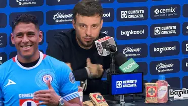 Anselmi en conferencia y Romo con Cruz Azul/FOTO: x Adrián Esparza