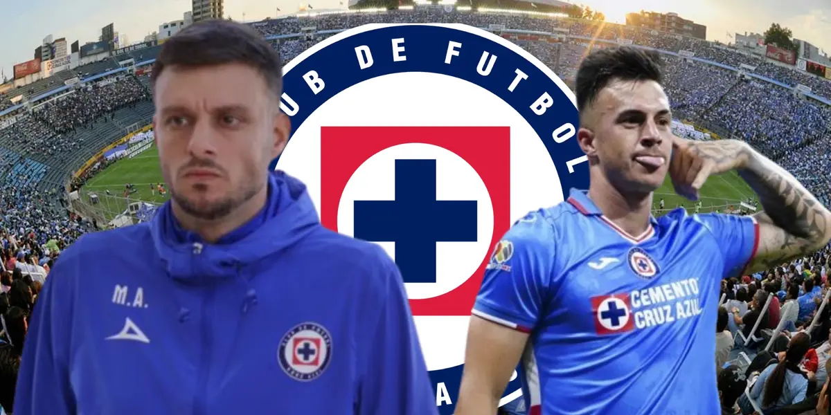 Anselmi en la portada con Lotti y el escudo de Cruz Azul/La Máquina Celeste