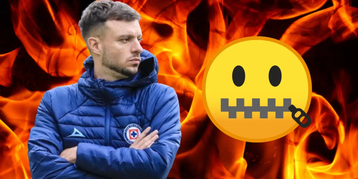 Anselmi, fondo de fuego y emoji cierre en la boca/FOTO La Máquina Celeste