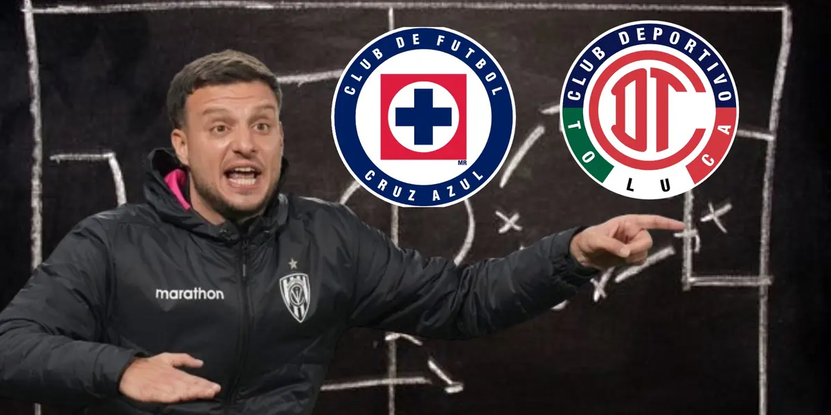 Anselmi junto a los escudos de Cruz Azul y Toluca/FOTO La Máquina Celeste