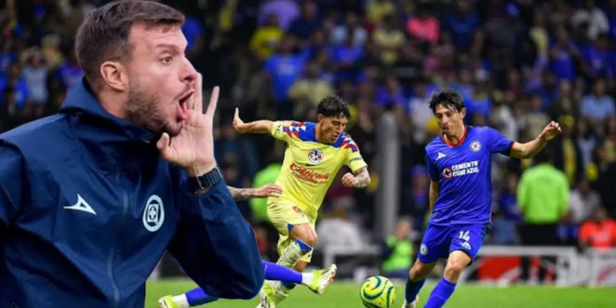 Anselmi y al fondo jugadores de Cruz Azul y Club América (Imago7)