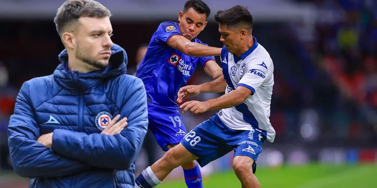 Anselmi y de fondo el Cruz Azul vs Puebla