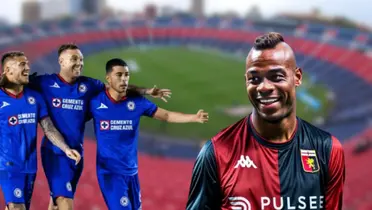 Balotelli y jugadores de Cruz Azul/FOTO: Mexsport