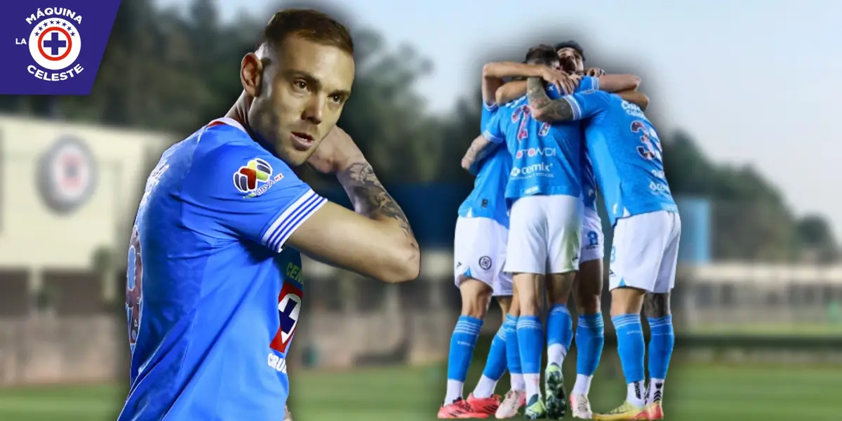 Carlos Rotondi y jugadores de Cruz Azul (Fuente: MEXSPORT)