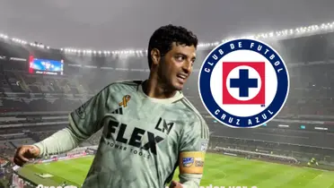 Carlos Vela en el Estadio Azteca, escudo de Cruz Azul