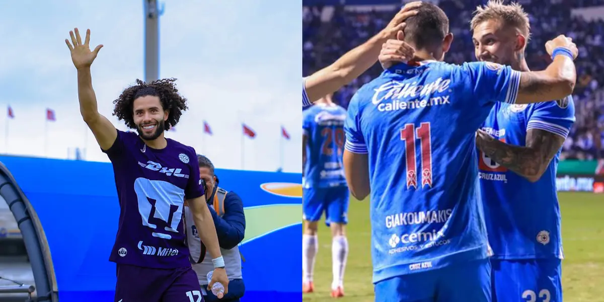 César Huerta suena para reforzar al Cruz Azul / Foto: @pumasmx y @cruzazul