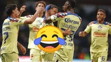 Club América celebrando gol, emoji de risa/La Máquina Celeste