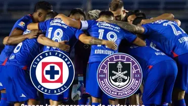 Cruz Azul antes del partido, escudos de Cruz Azul y Mazatlán/La Máquina Celeste