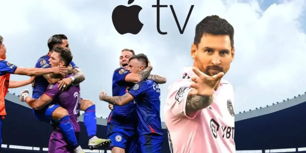 Cruz Azul festejando, junto a ellos Lionel Messi y la marca de Apple / Máquina Celeste