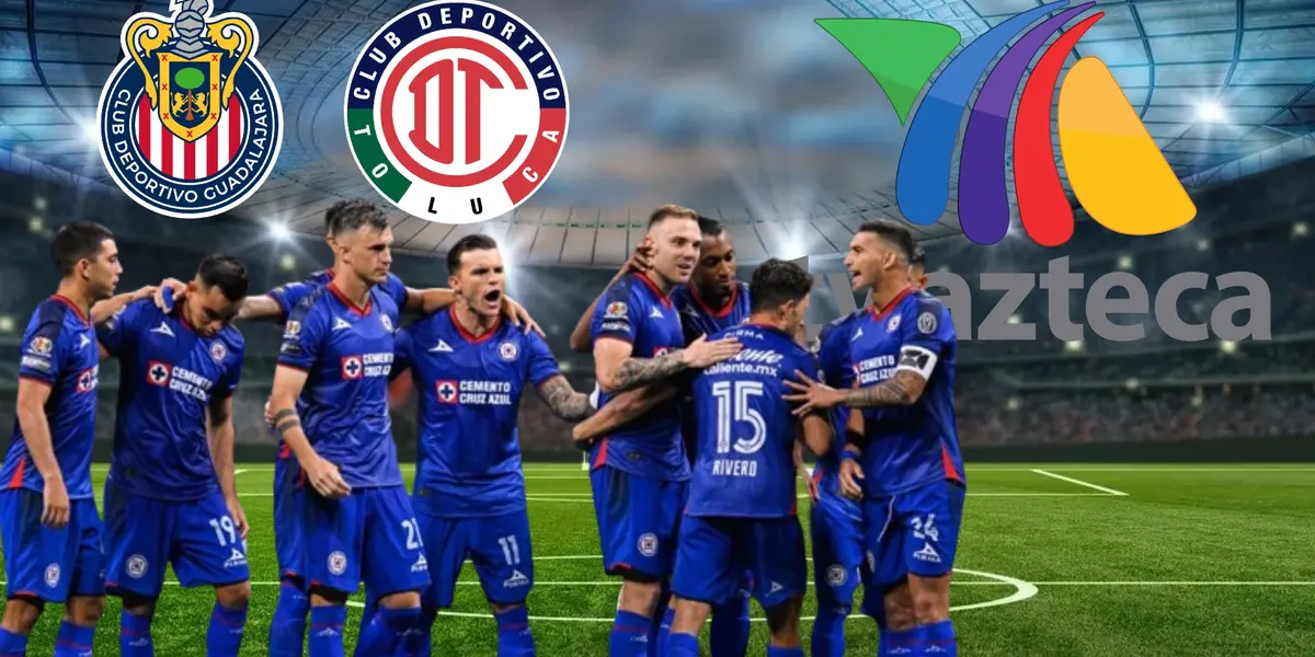 Cruz Azul, logos de TV Azteca, Toluca y Chivas/FOTO La Máquina Celeste