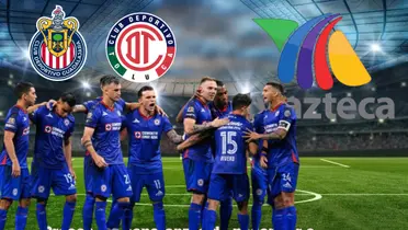 Cruz Azul, logos de TV Azteca, Toluca y Chivas/FOTO La Máquina Celeste