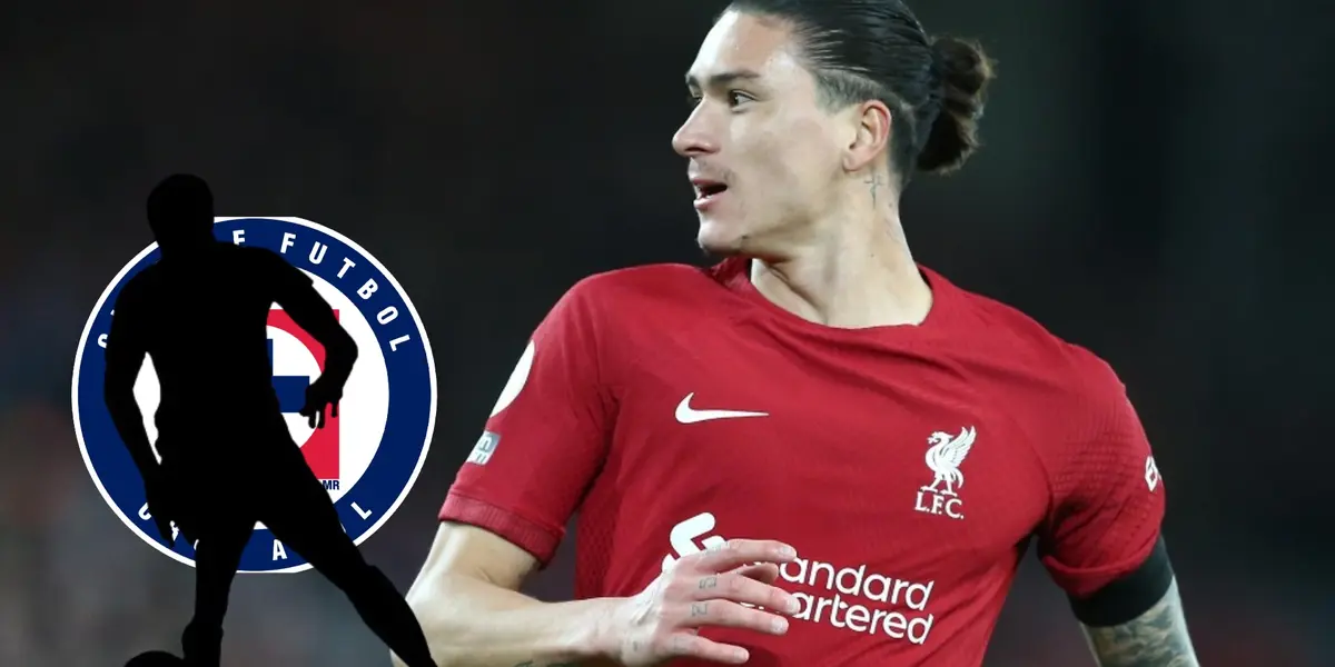 Darwin Núñez con el escudo de Cruz Azul y jugador oculto/FOTO La Máquina Celeste