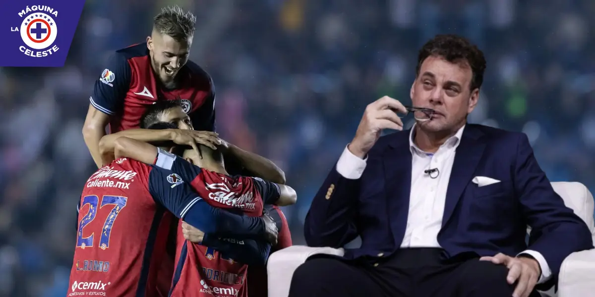 David Faitelson y jugadores de Cruz Azul (Fuente: 90 min / TUDN)