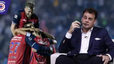 David Faitelson y jugadores de Cruz Azul (Fuente: 90 min / TUDN)