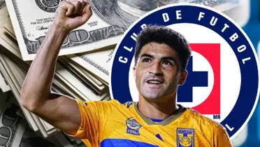 Dinero, escudo de Cruz Azul y Nicolás Ibáñez en Tigres/ Foto: Cruz Azul Bolavip