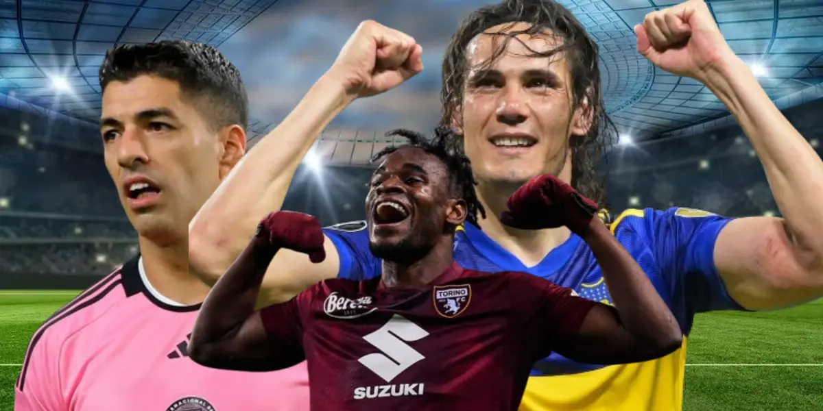 Duván Zapata con Luis Suárez y Cavani/FOTO La Máquina Celeste