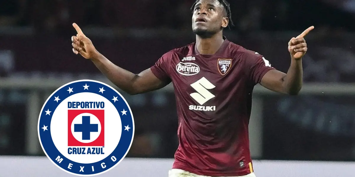 Duván Zapata y escudo de Cruz Azul/ Foto: Be Soccer