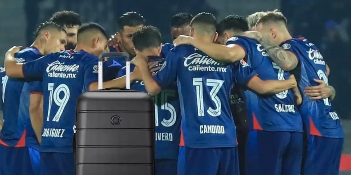Equipo de Cruz Azul 2024, con maleta de viaje/La Máquina Celeste
