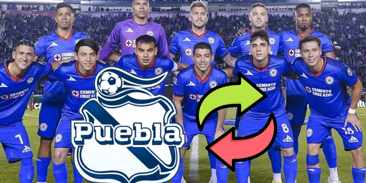 Equipo de Cruz Azul 2024 y escudo de Puebla/ Foto: El Universal