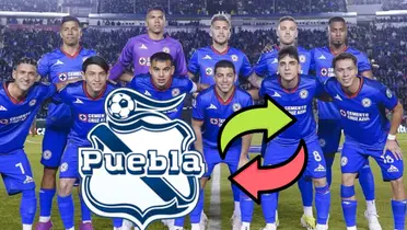 Equipo de Cruz Azul 2024 y escudo de Puebla/ Foto: El Universal