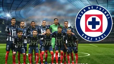 Equipo de Monterrey y el escudo de Cruz Azul/FOTO La Máquina Celeste