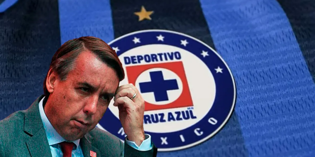 Escudo de Cruz Azul y Emilio Azcárraga triste / El Futbolero