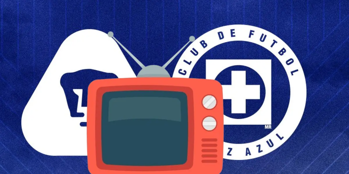 Escudo de Cruz Azul y Pumas con televisor/ Foto: Cruz Azul