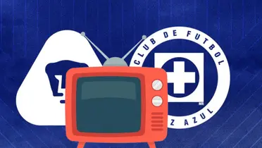 Escudo de Cruz Azul y Pumas con televisor/ Foto: Cruz Azul