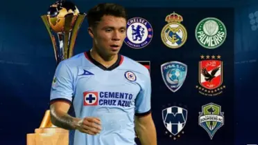 Escudos de clubes internacionales y Rodrigo Huescas en Cruz Azul/ Foto: CDN 