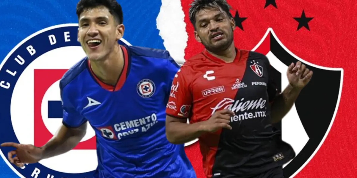 Escudos de Cruz Azul y Atlas con Uriel Antuna y Eduardo Aguirre/ Foto: Claro Sports