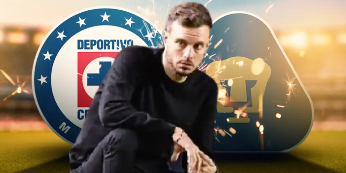 Escudos de Cruz Azul y Pumas con Martín Anselmi/ Foto: ESPN