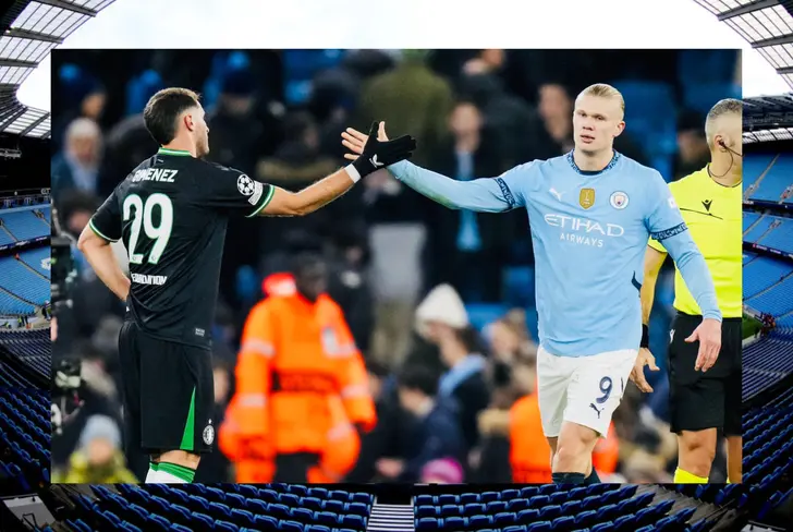 Santiago Giménez y Erling Haaland (Foto tomada de: X)