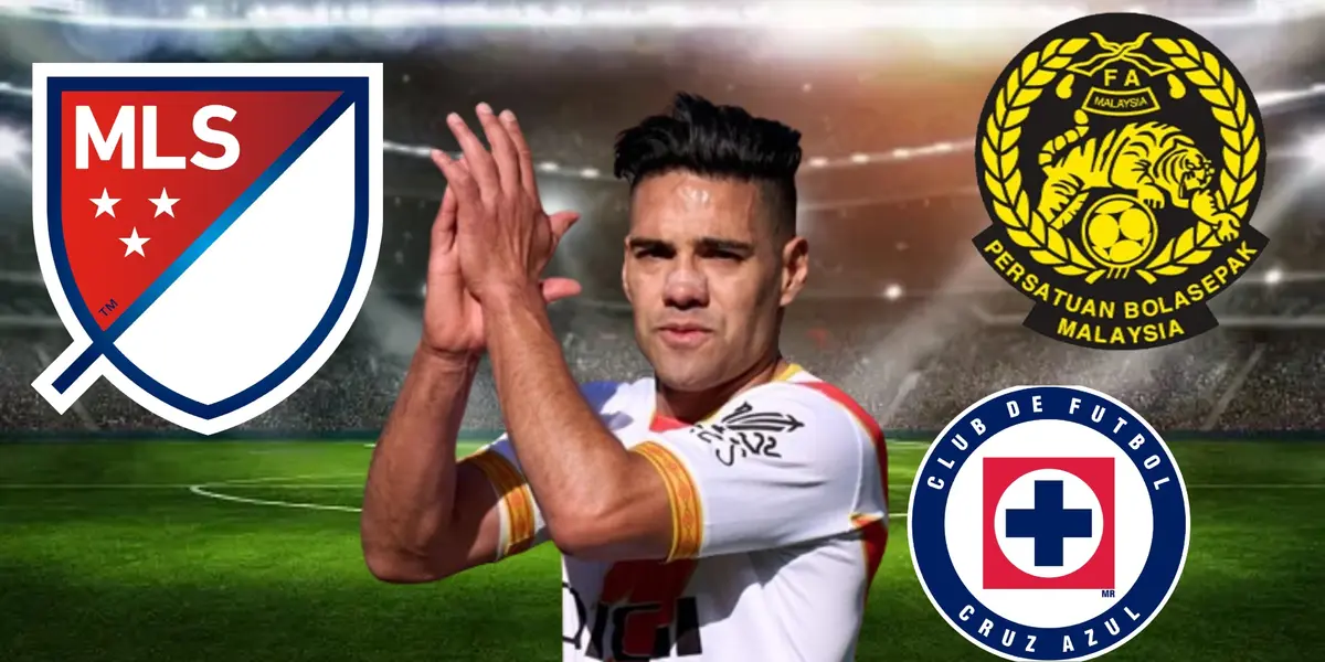 Falcado, con los logos de la MLS, Cruz Azul y Malasia