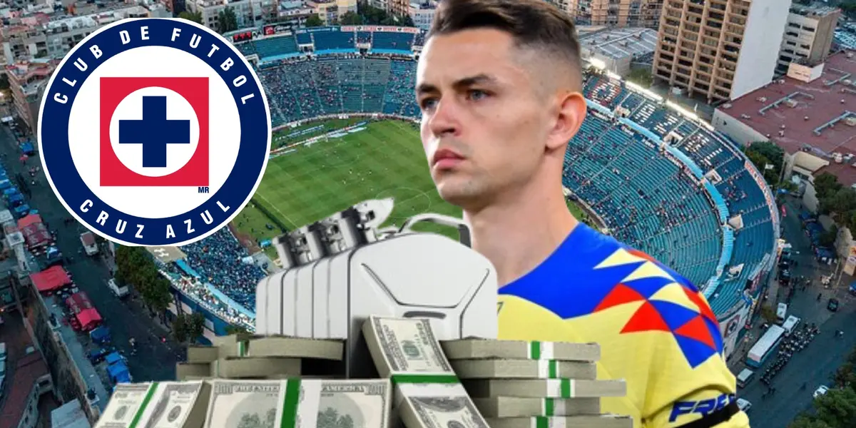 Fidalgo en el Estadio Azul, logo de Cruz Azul