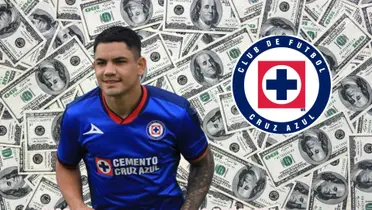 Gabriel Fernández con un fondo de millones de dólares, logo de Cruz Azu/La Máquina Ceslte