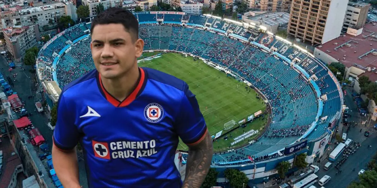 Gabriel Fernández en la portada de fondo el Estadio Azul/La Máquina Celeste