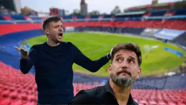 Gustavo Lema, DT de Pumas, durante un partido de Liga MX