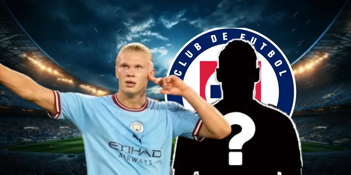 Haaland, junto al escudo de Cruz Azul y jugador oculto