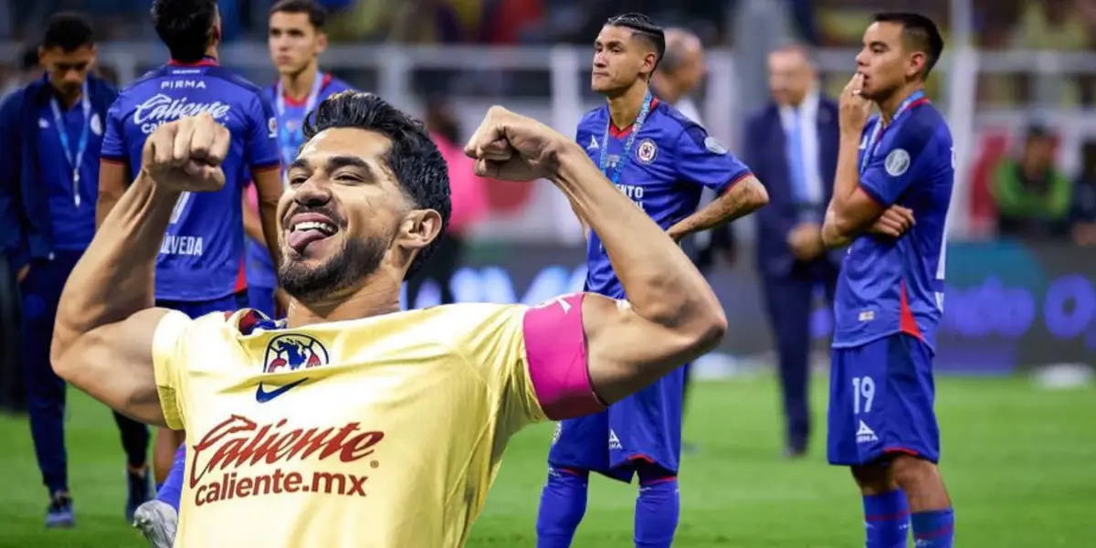 Henry Martin con el equipo de Cruz Azul, en la final de Liga MX
